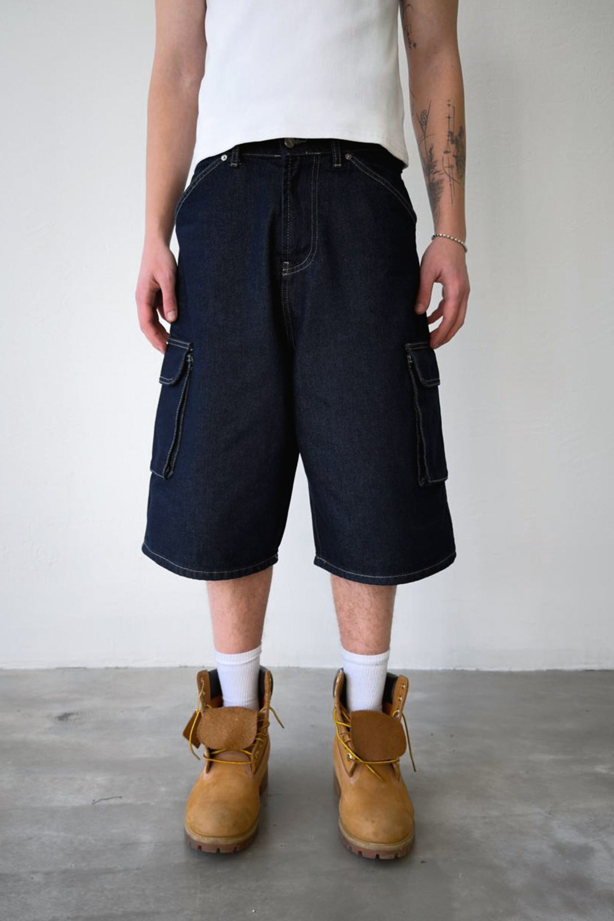 Jorts Navy Blue Cargo Pocket Shoes with Belt