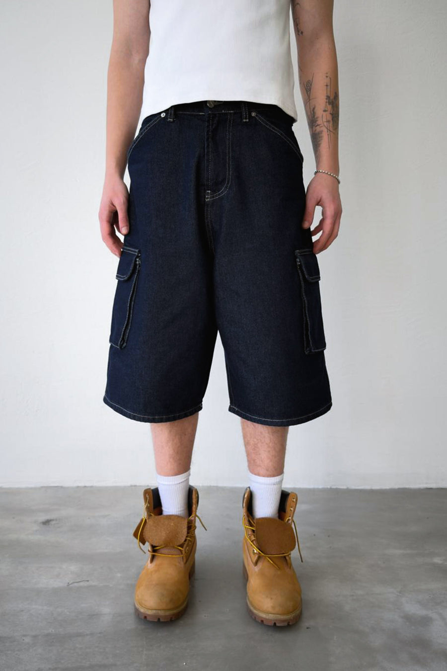 Jorts Navy Blue Cargo Pocket Shoes with Belt
