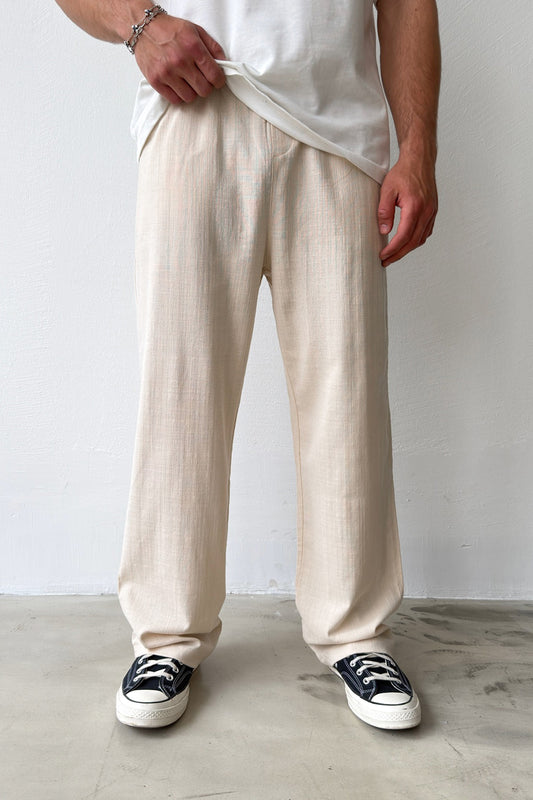 Linen Trousers with Elastic Waistband