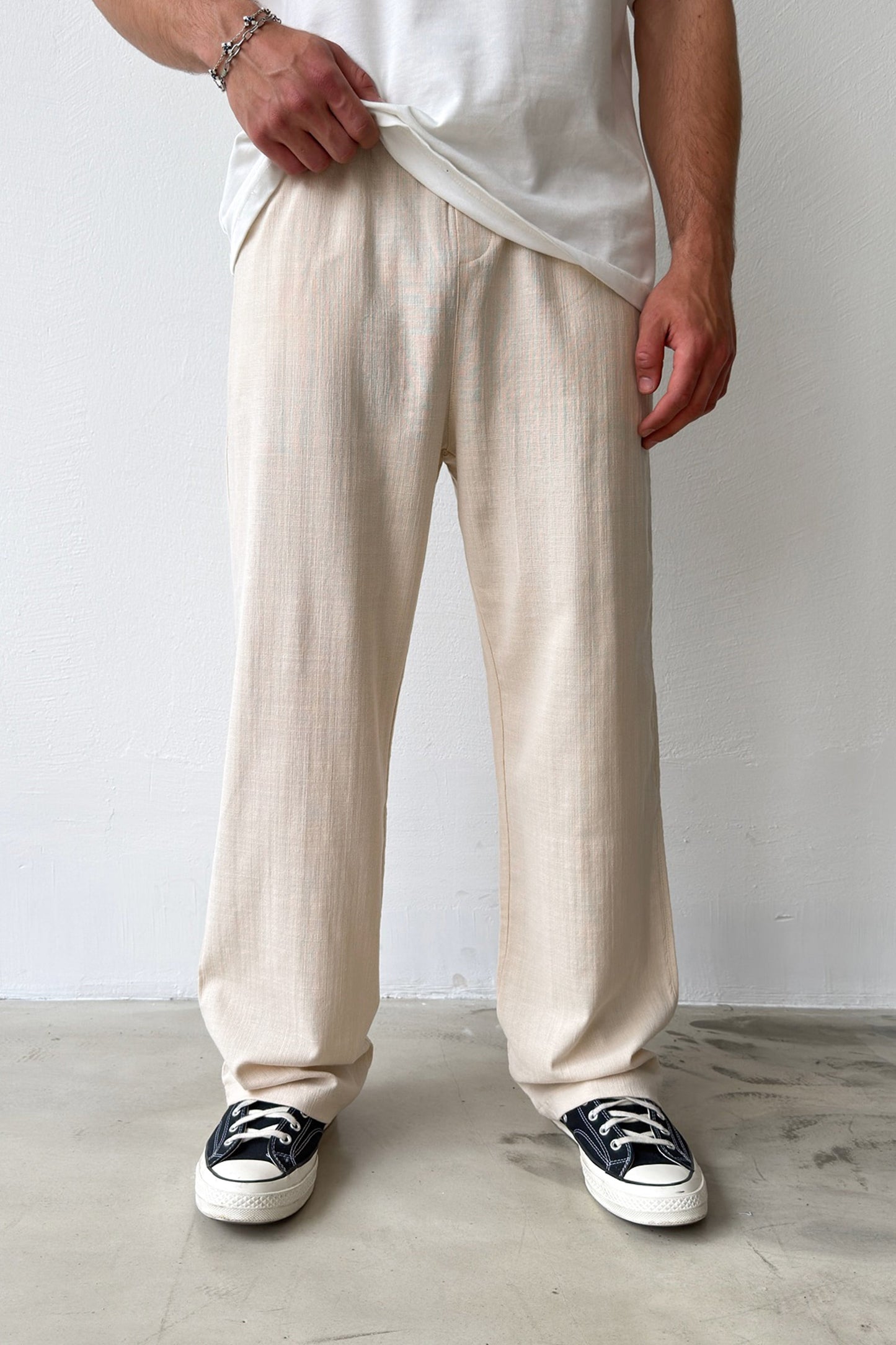 Linen Trousers with Elastic Waistband