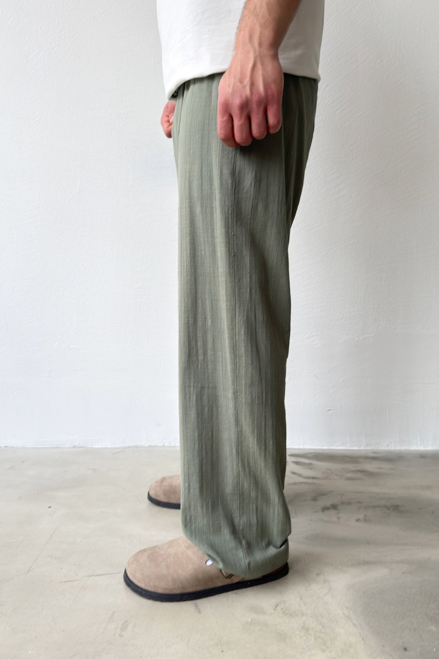 Linen Trousers with Elastic Waistband
