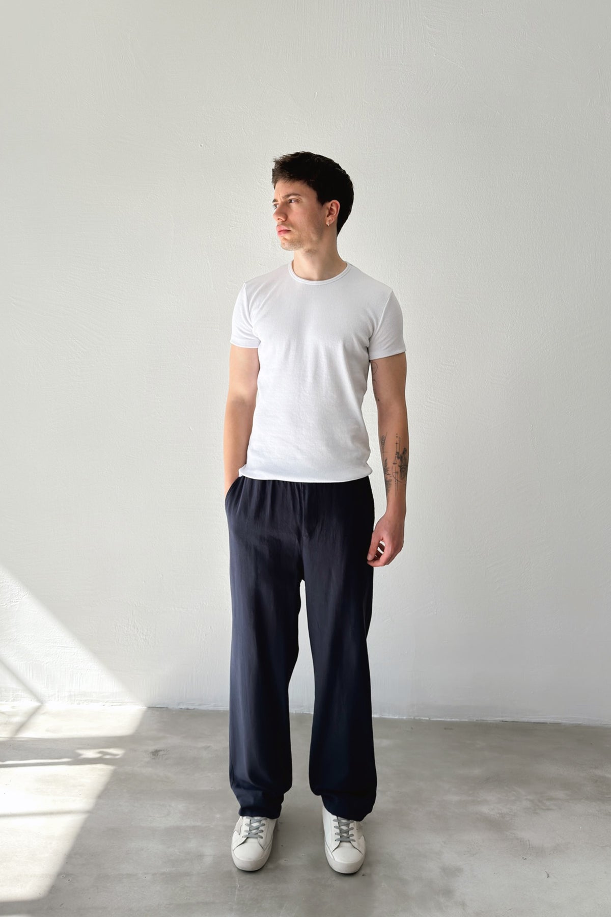 Linen Trousers with Elastic Waistband