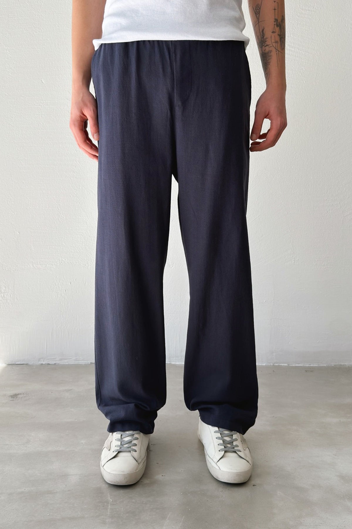 Linen Trousers with Elastic Waistband