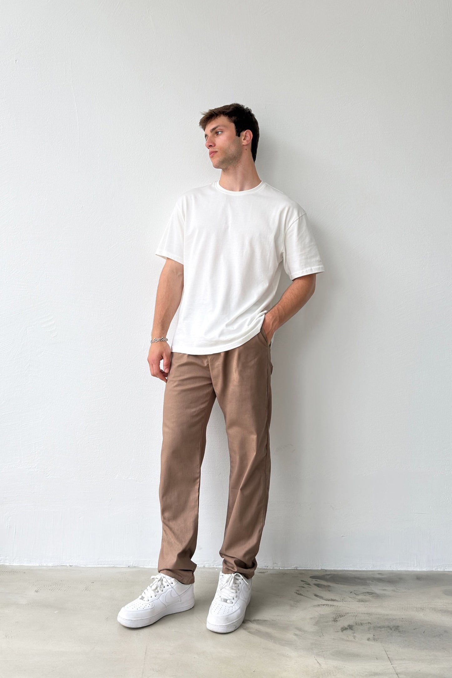Linen Trousers with Elastic Waistband