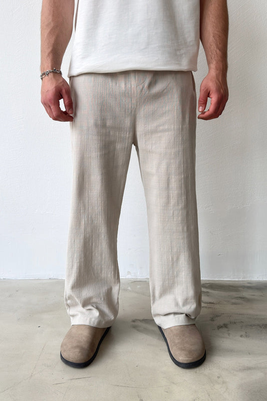 Linen Trousers with Elastic Waistband