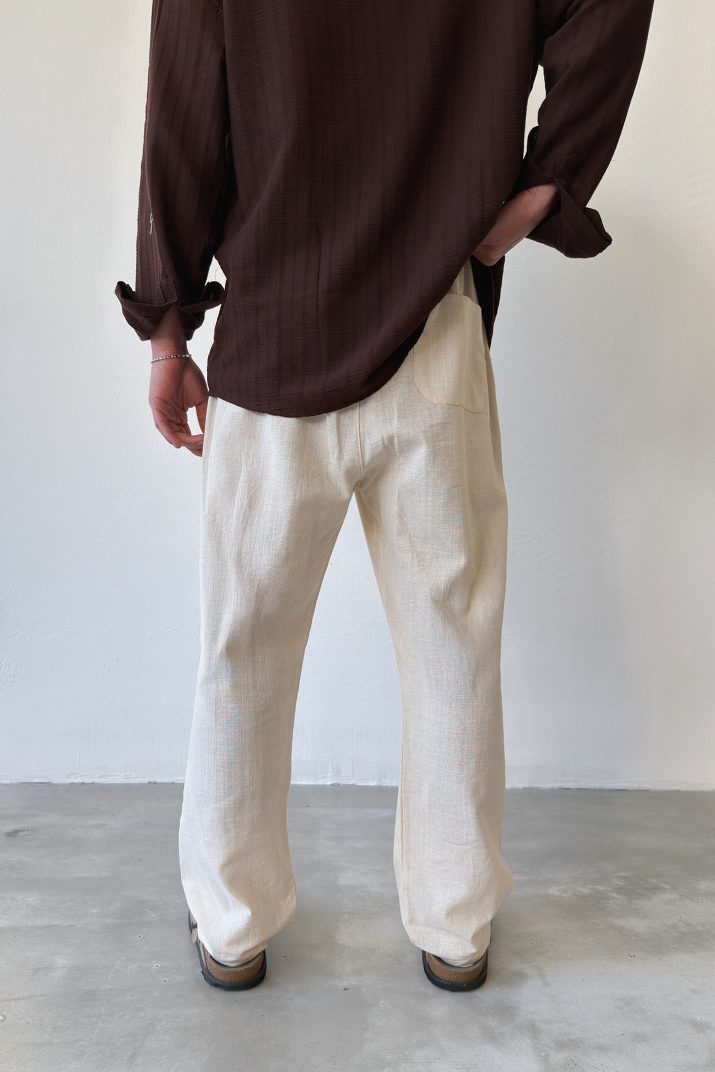 Linen Trousers with Elastic Waistband