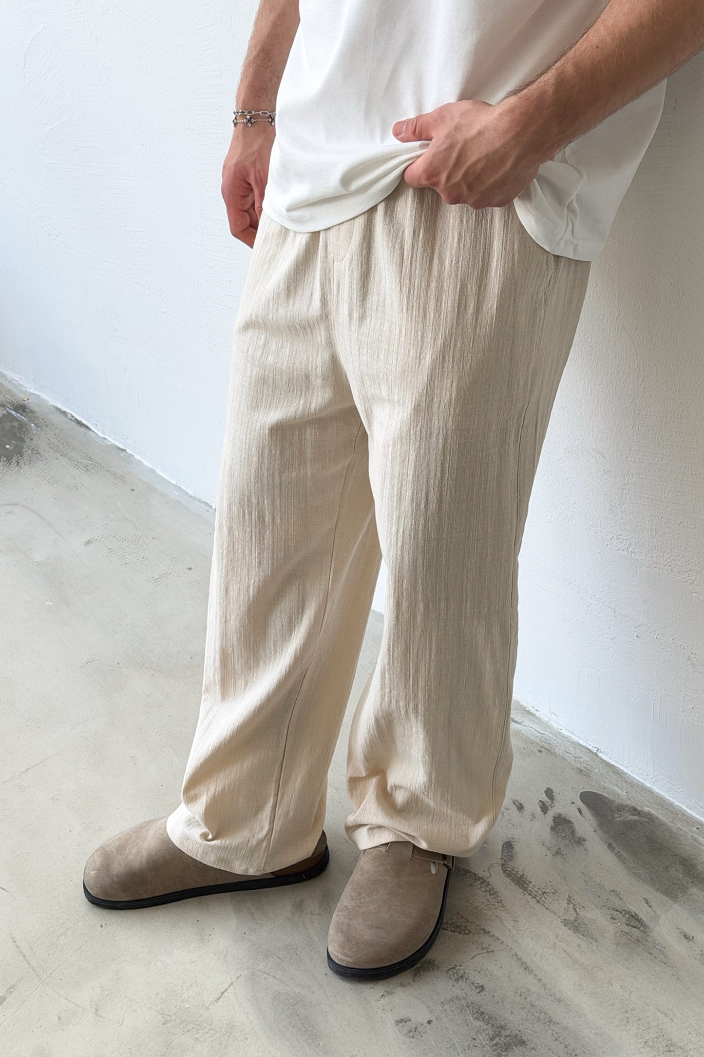 Linen Trousers with Elastic Waistband