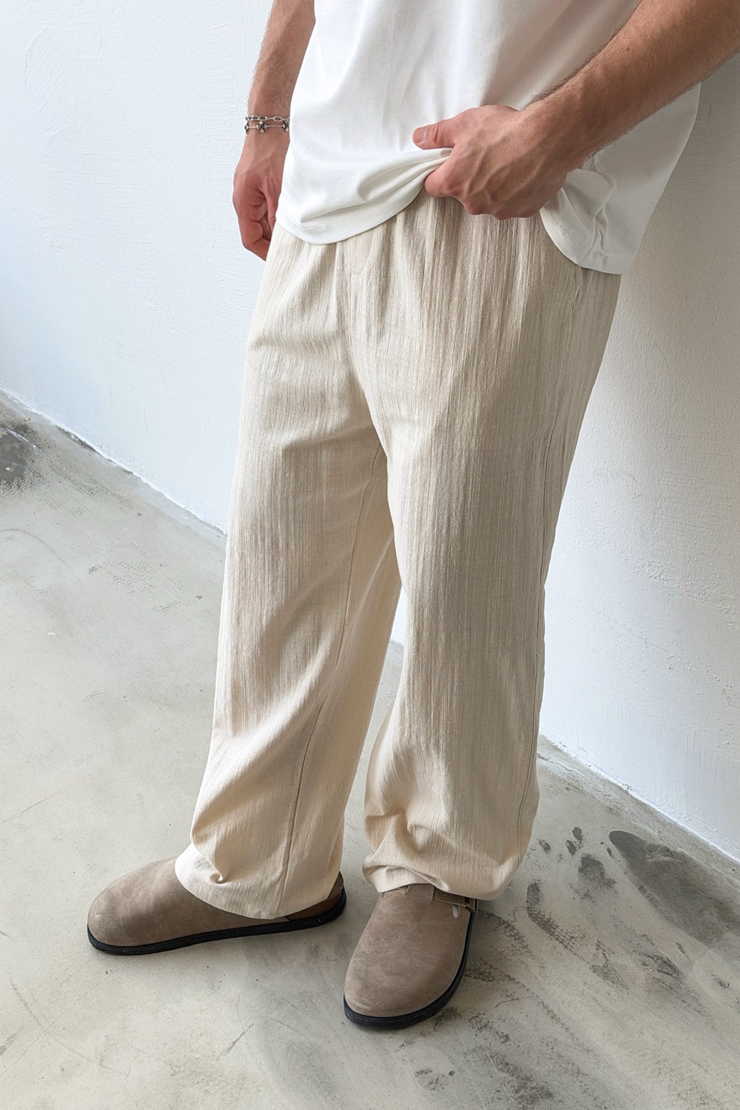 Linen Trousers with Elastic Waistband