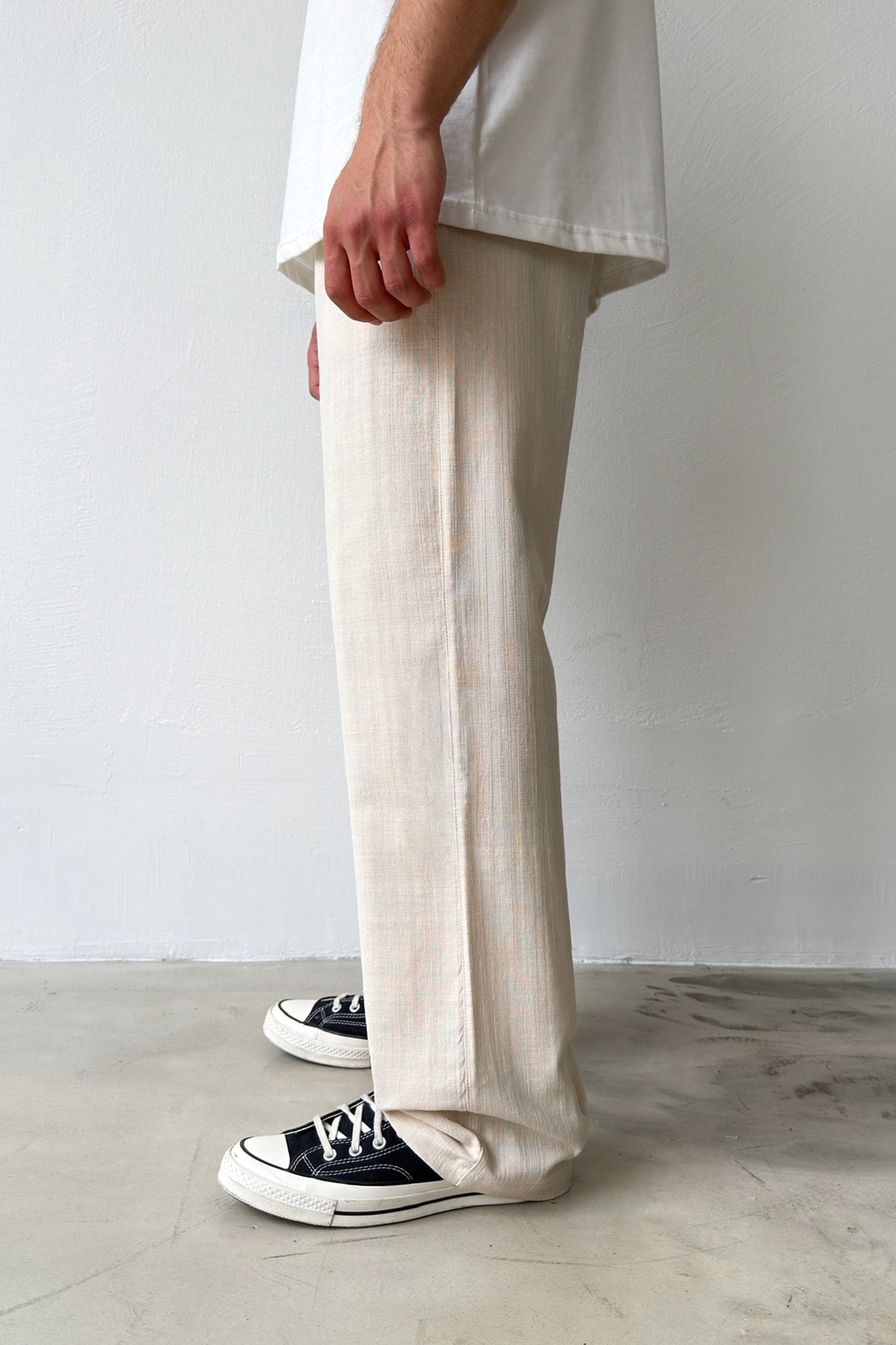 Linen Trousers with Elastic Waistband