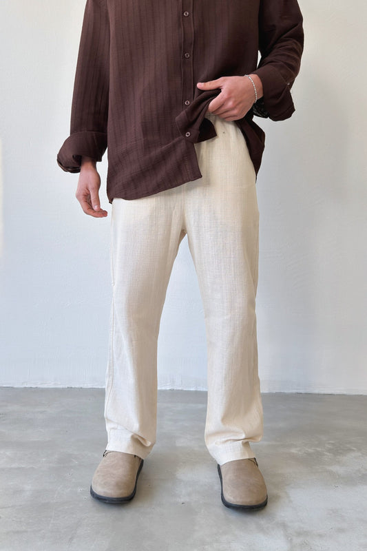 Linen Trousers with Elastic Waistband