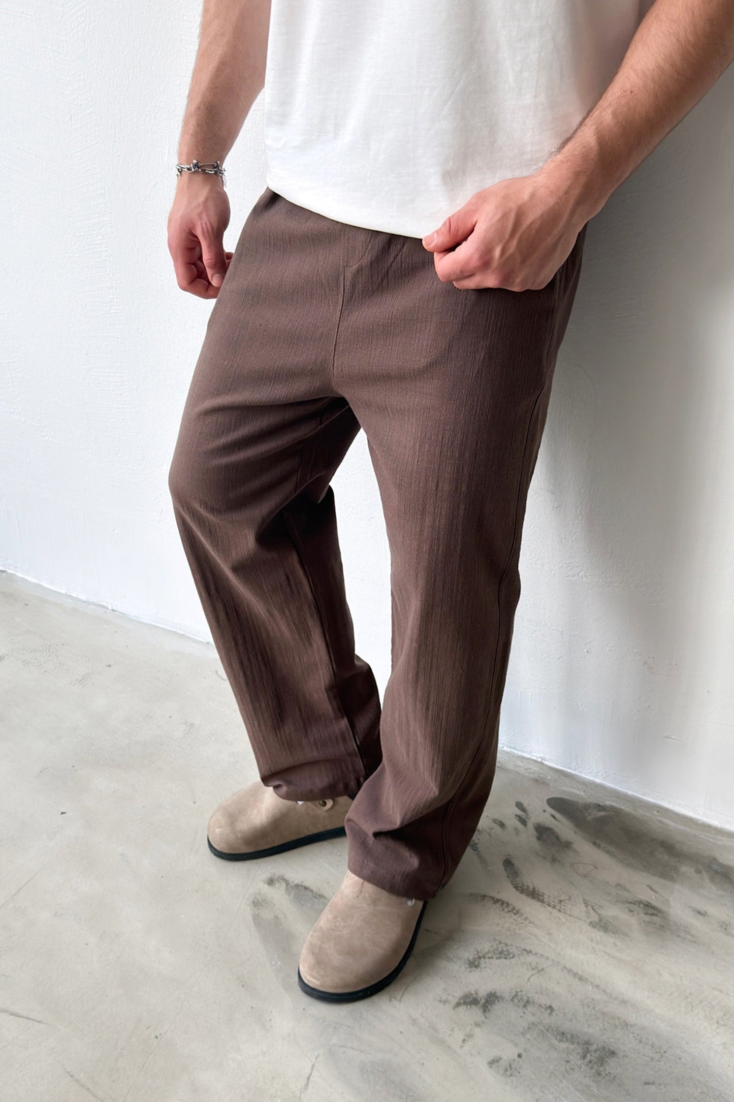 Linen Trousers with Elastic Waistband