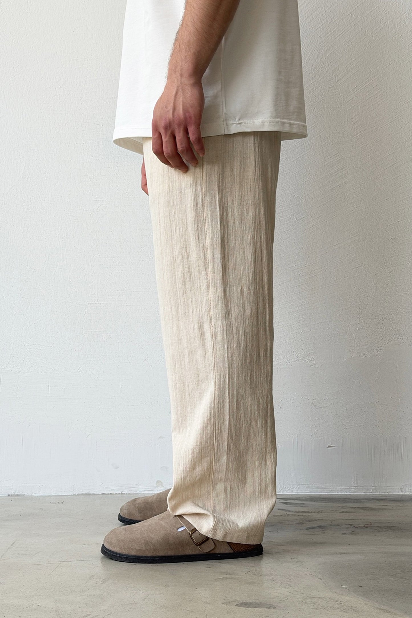 Linen Trousers with Elastic Waistband