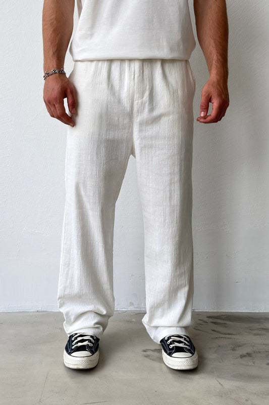 Linen Trousers with Elastic Waistband