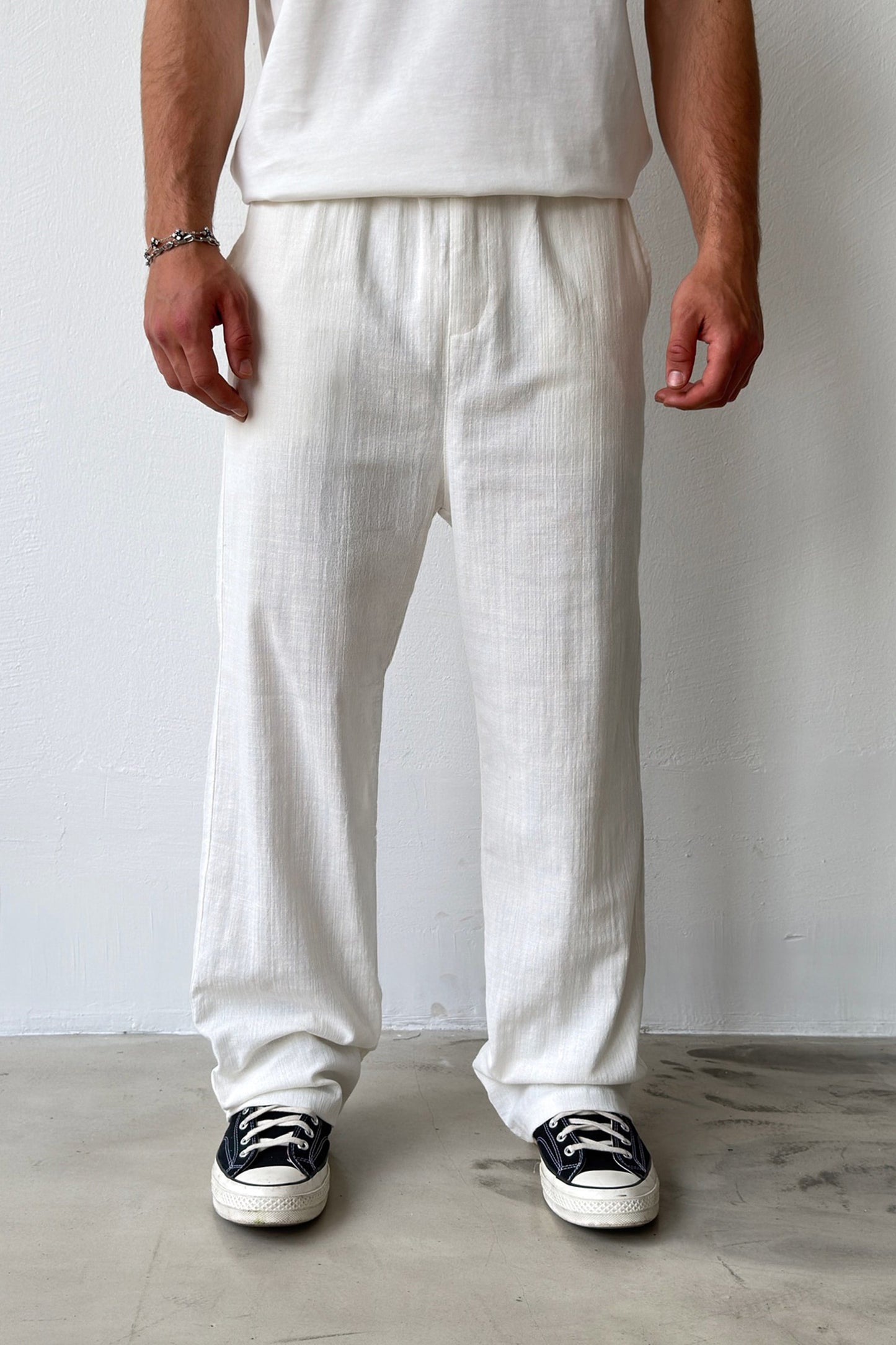 Linen Trousers with Elastic Waistband