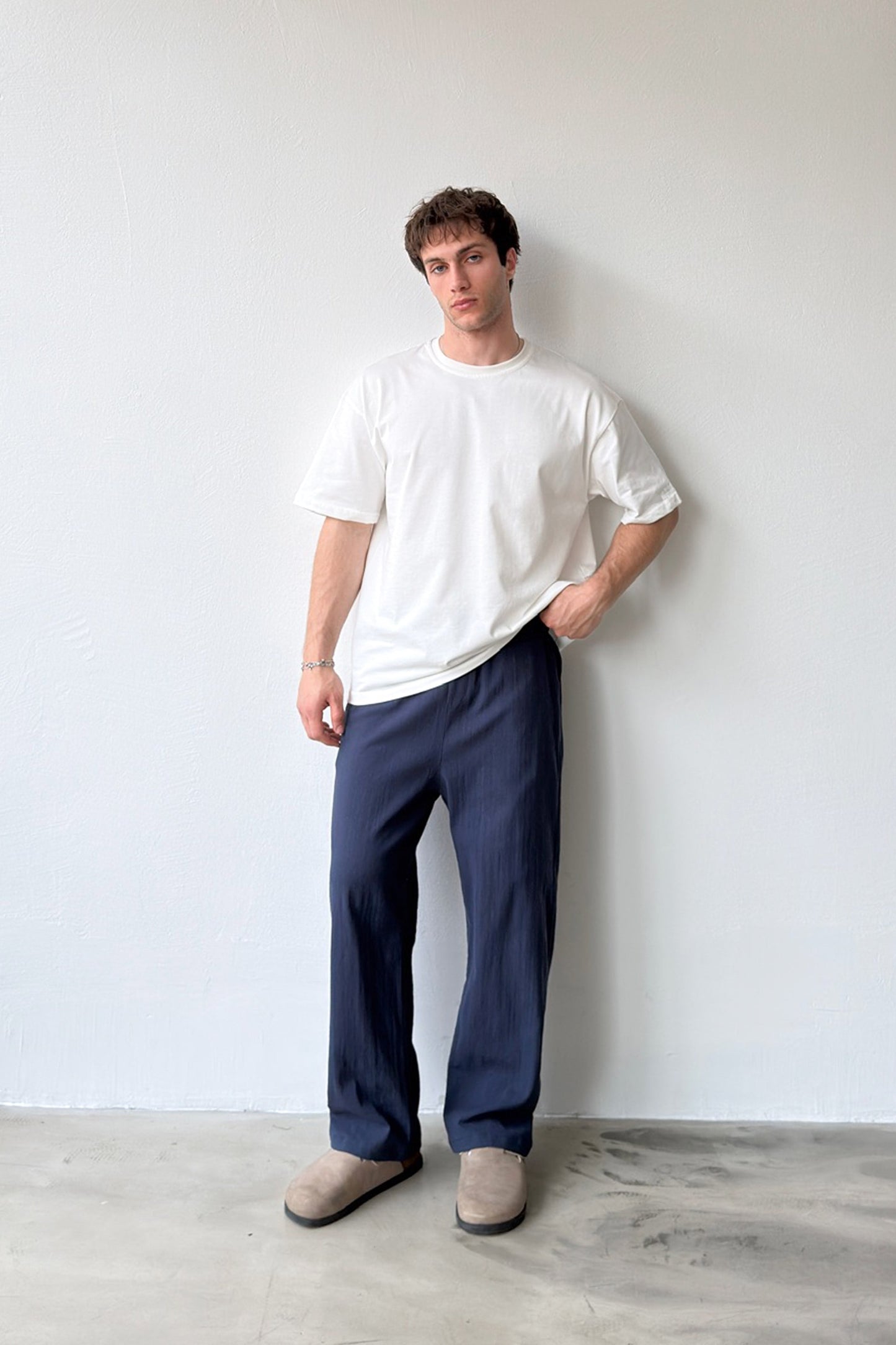Linen Trousers with Elastic Waistband