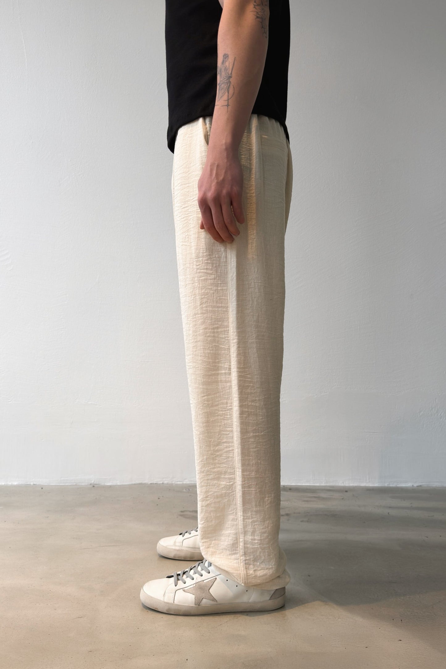 Linen Trousers with Elastic Waistband