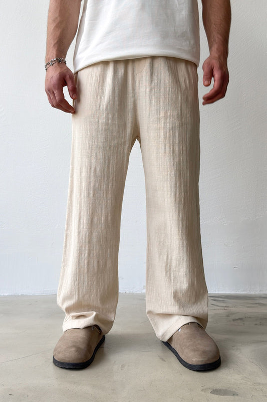 Linen Trousers with Elastic Waistband