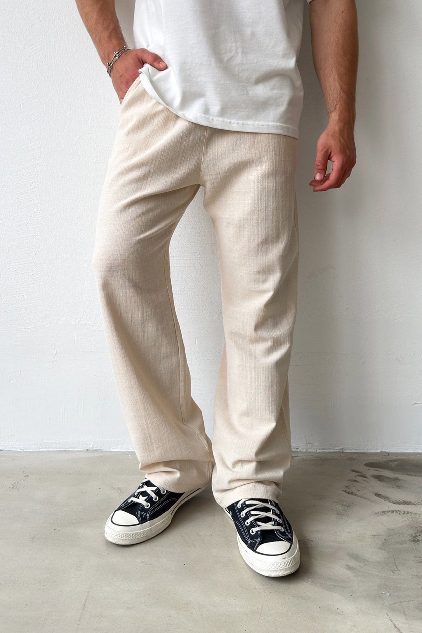 Linen Trousers with Elastic Waistband