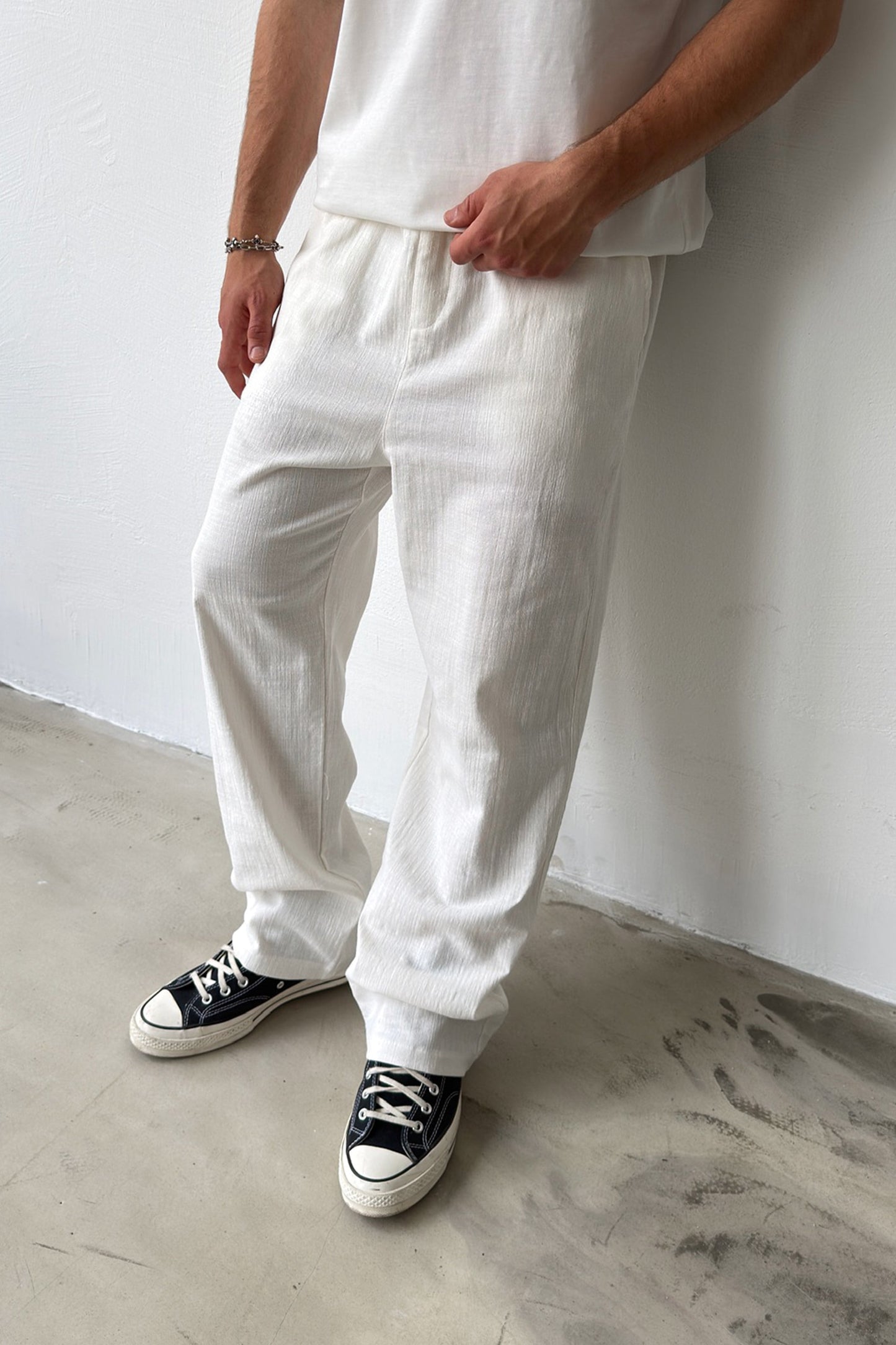 Linen Trousers with Elastic Waistband