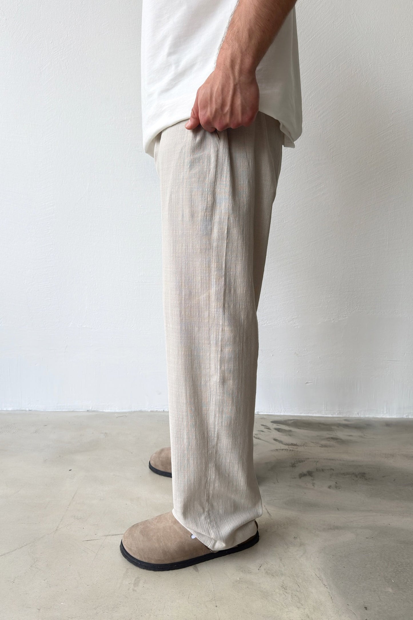 Linen Trousers with Elastic Waistband