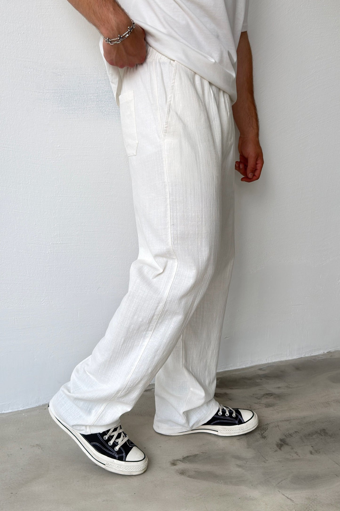 Linen Trousers with Elastic Waistband