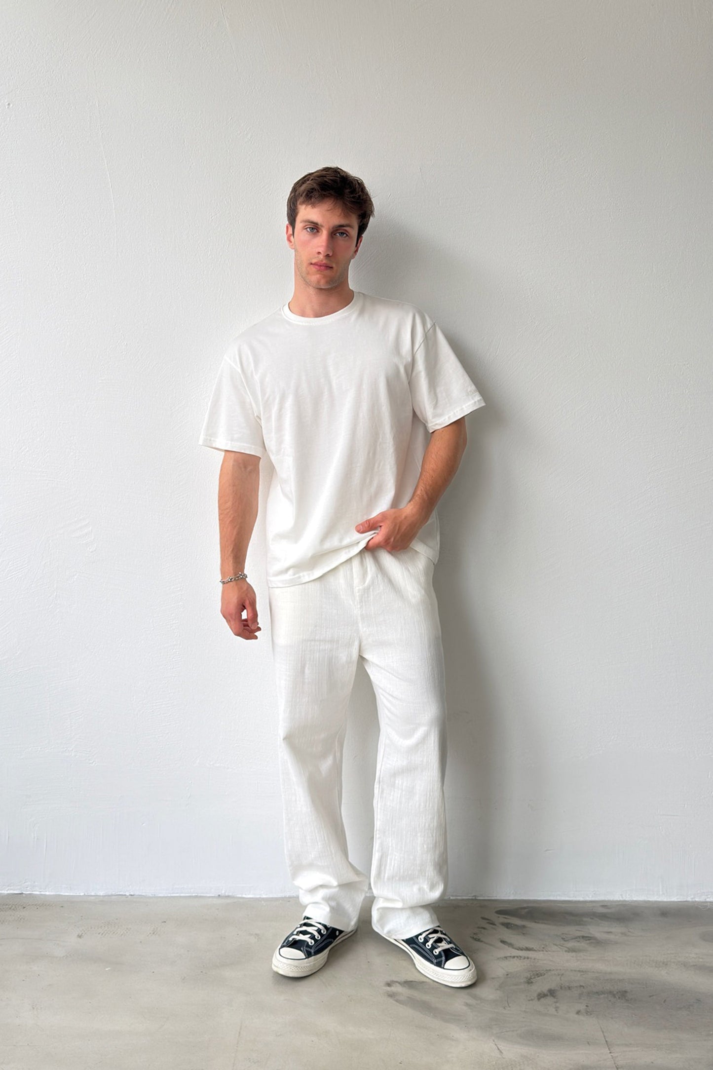 Linen Trousers with Elastic Waistband