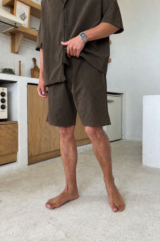 Linen Shorts with Elastic Waistband