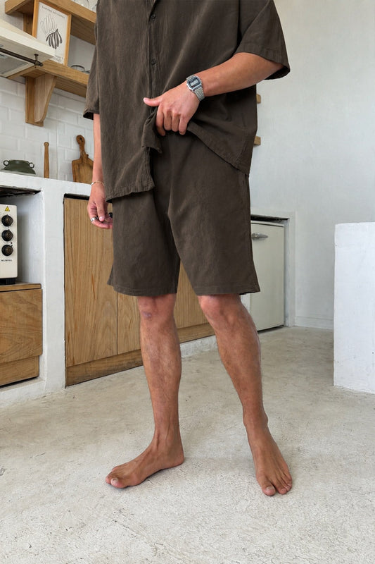 Linen Shorts with Elastic Waistband