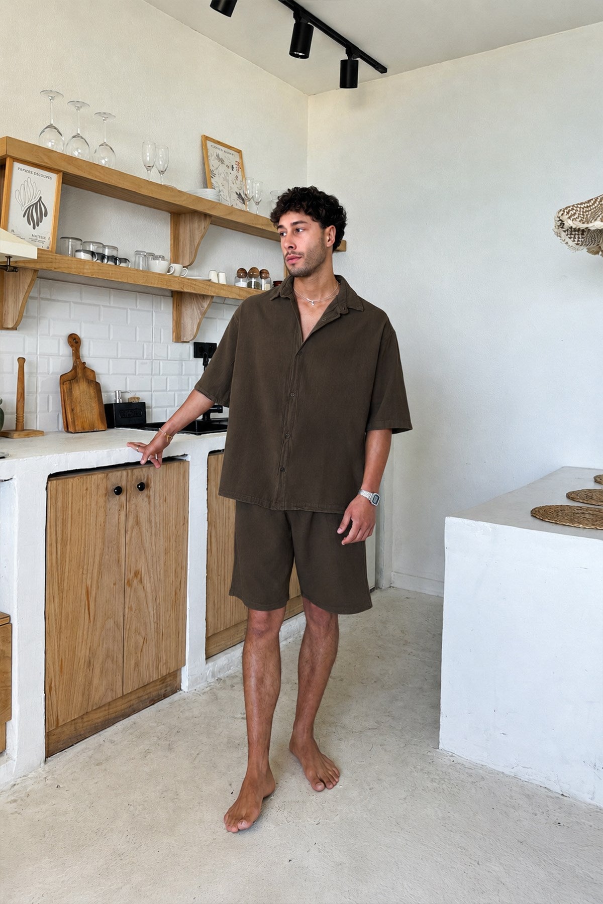 Linen Shorts with Elastic Waistband