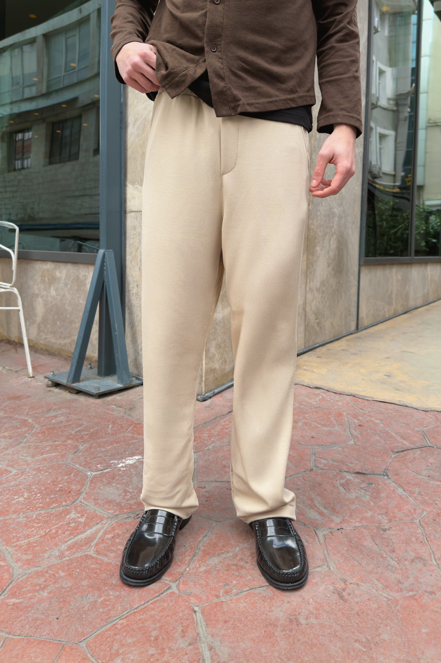Relaxed Fit Trousers with Elastic Waistband