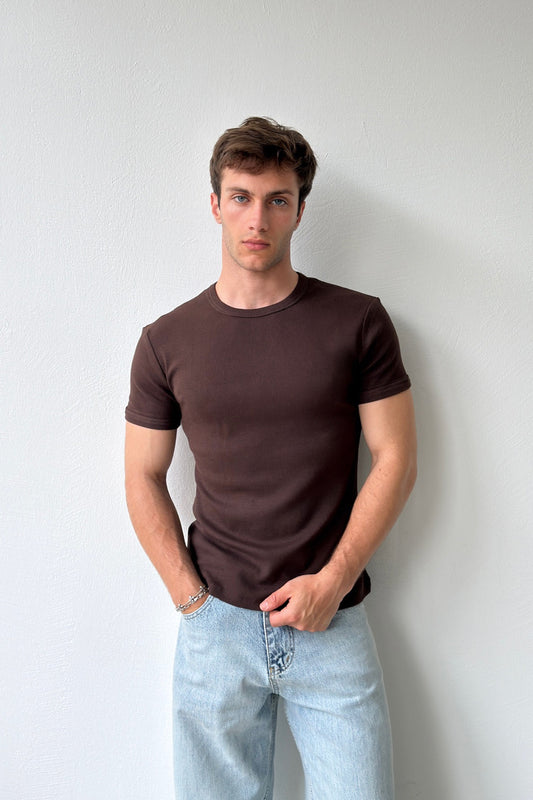Crew Neck Ribbed T-shirt