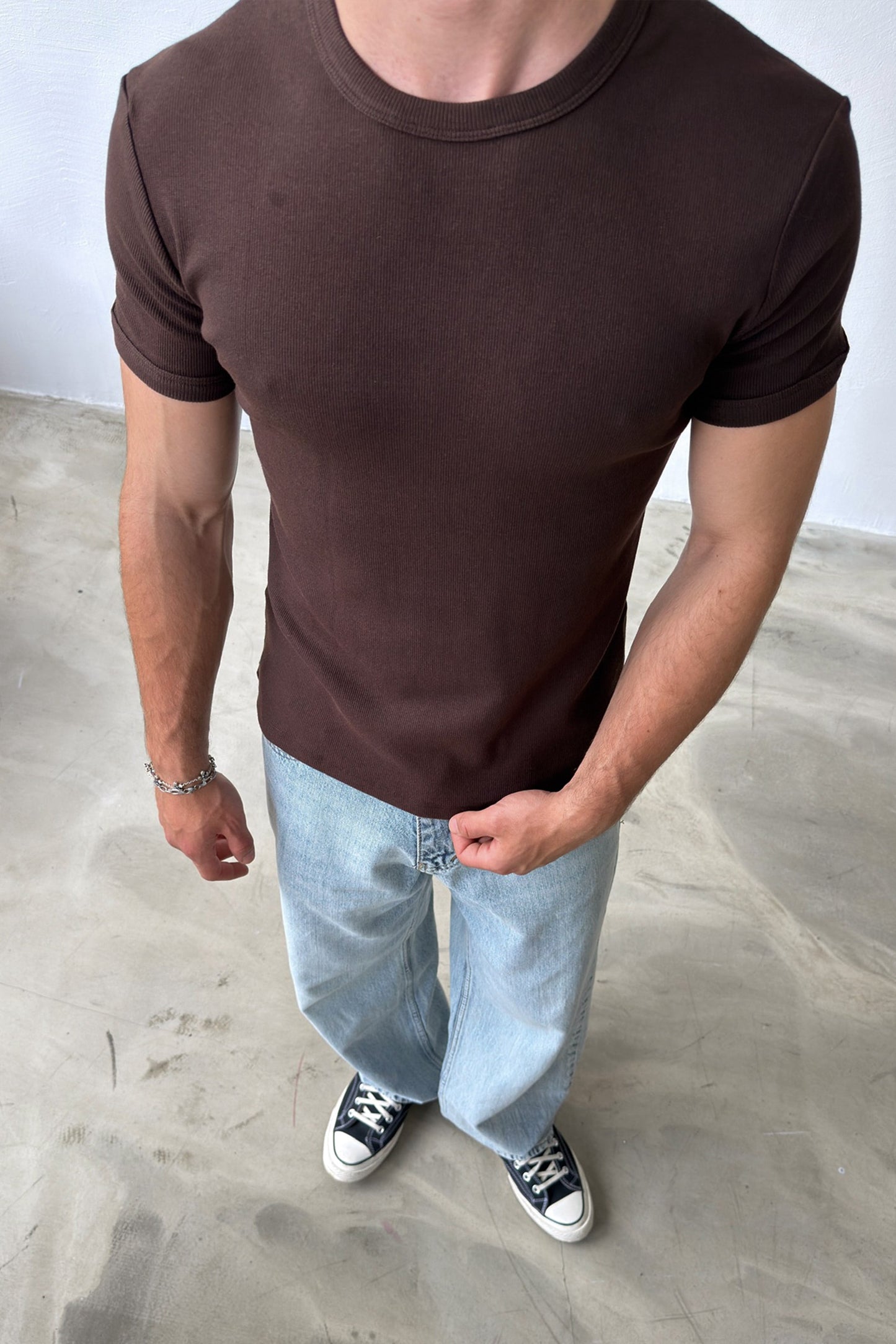 Crew Neck Ribbed T-shirt