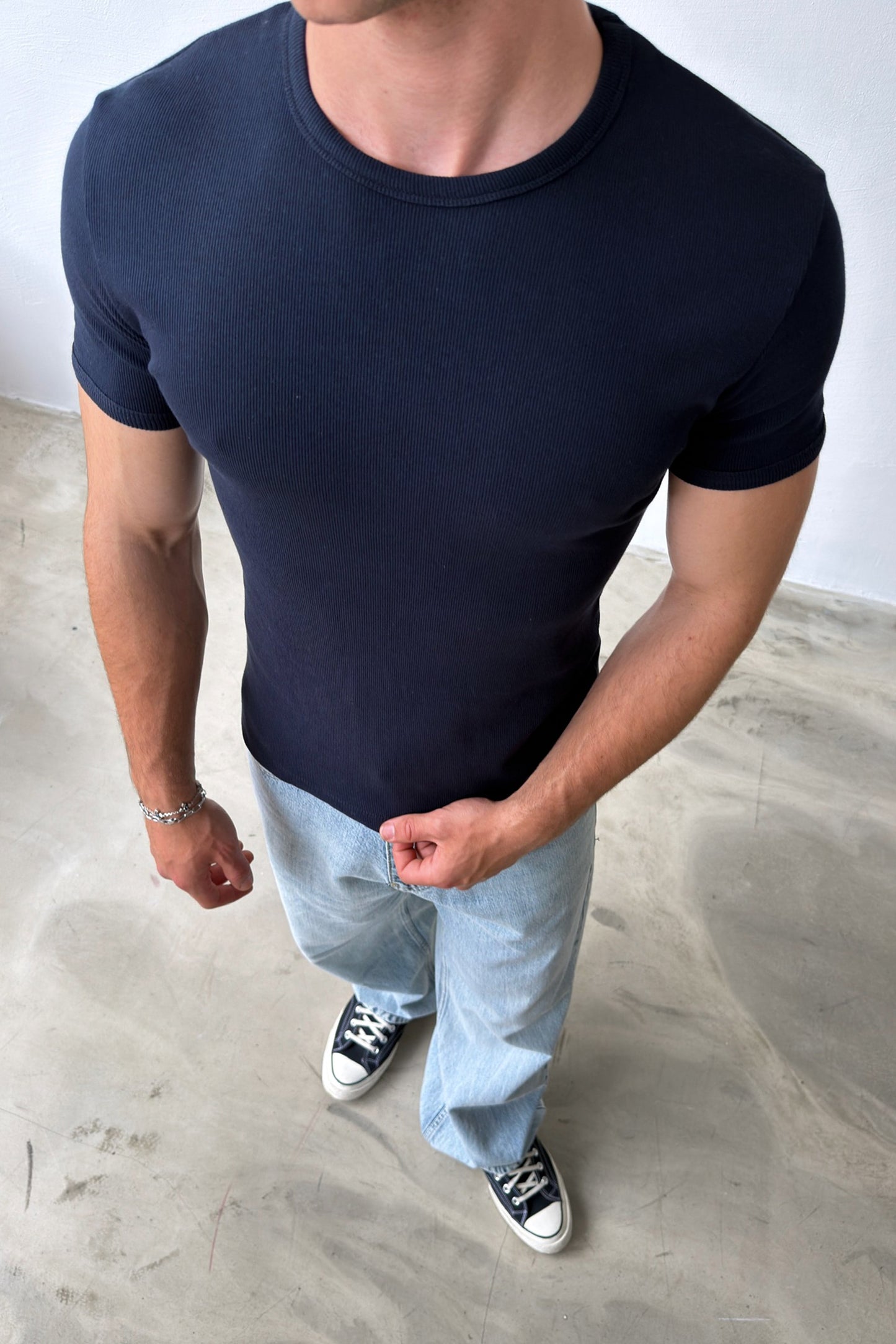Crew Neck Ribbed T-shirt