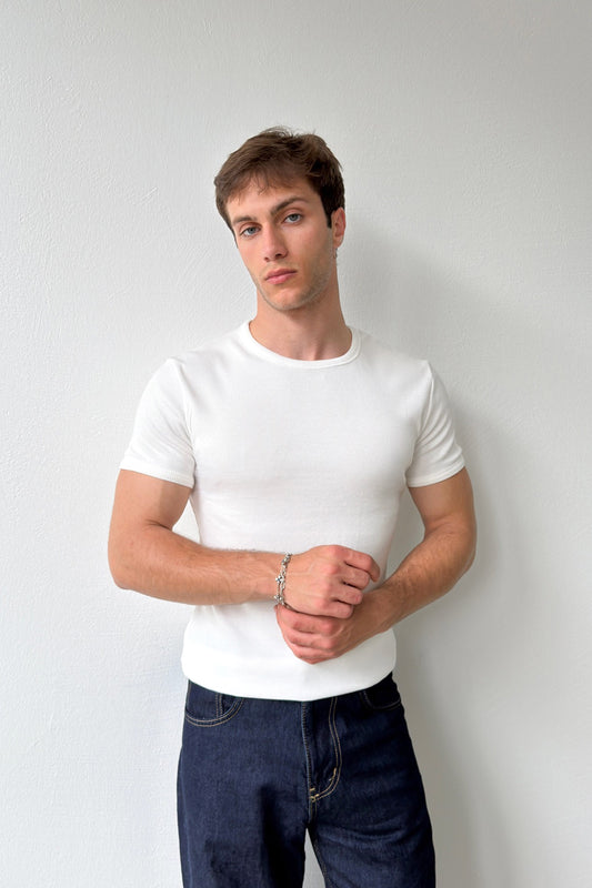 Crew Neck Ribbed T-shirt
