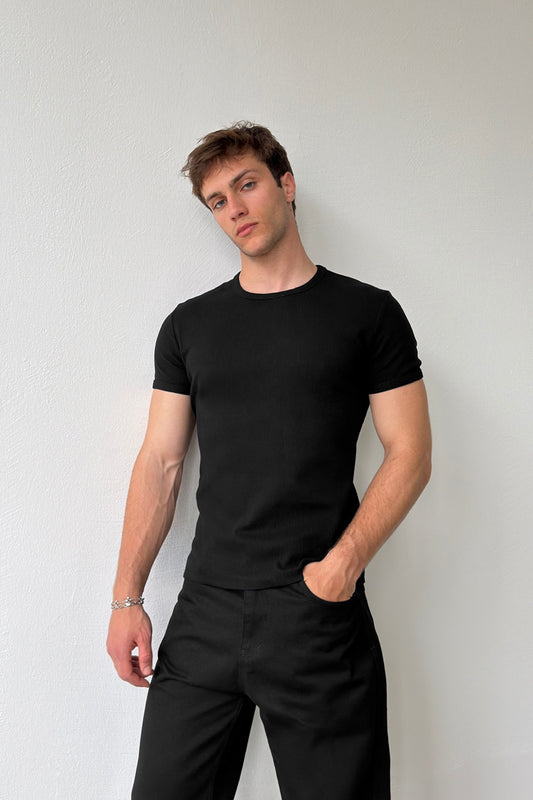 Crew Neck Ribbed T-shirt