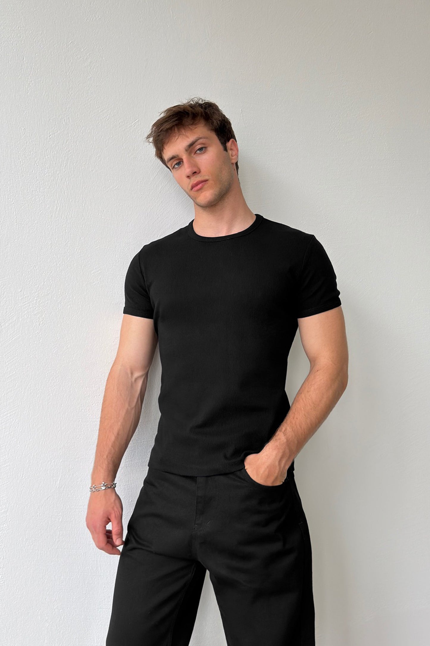 Crew Neck Ribbed T-shirt