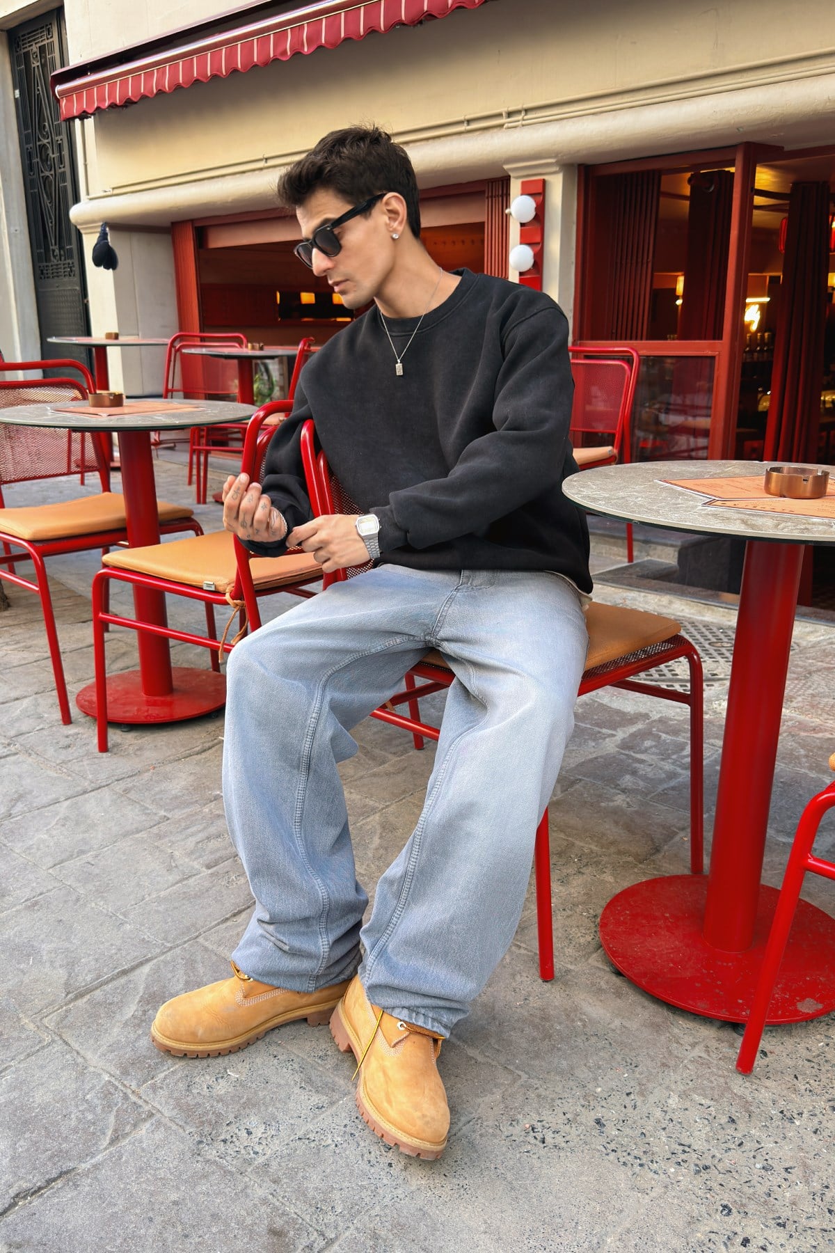 Fade Washed Black Crewneck