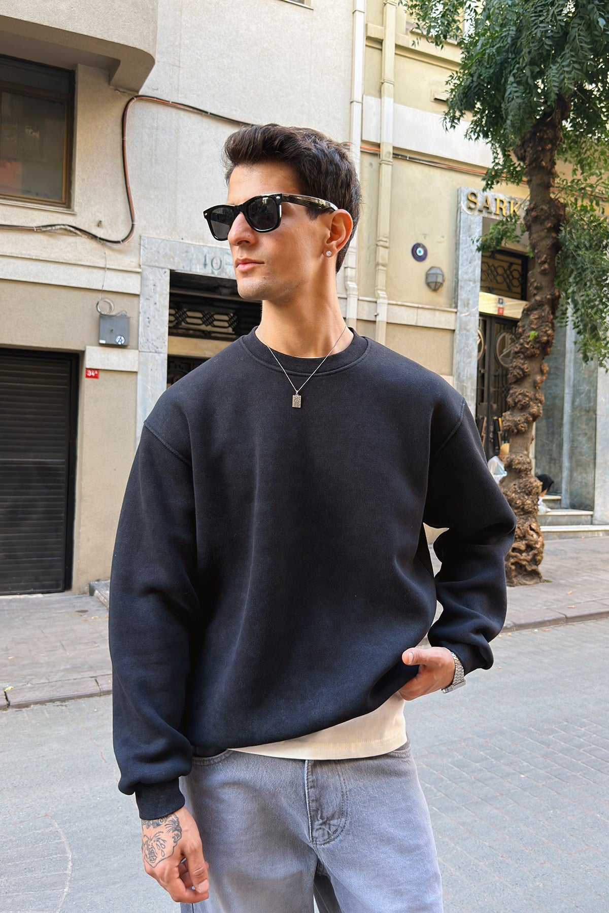Fade Washed Black Crewneck