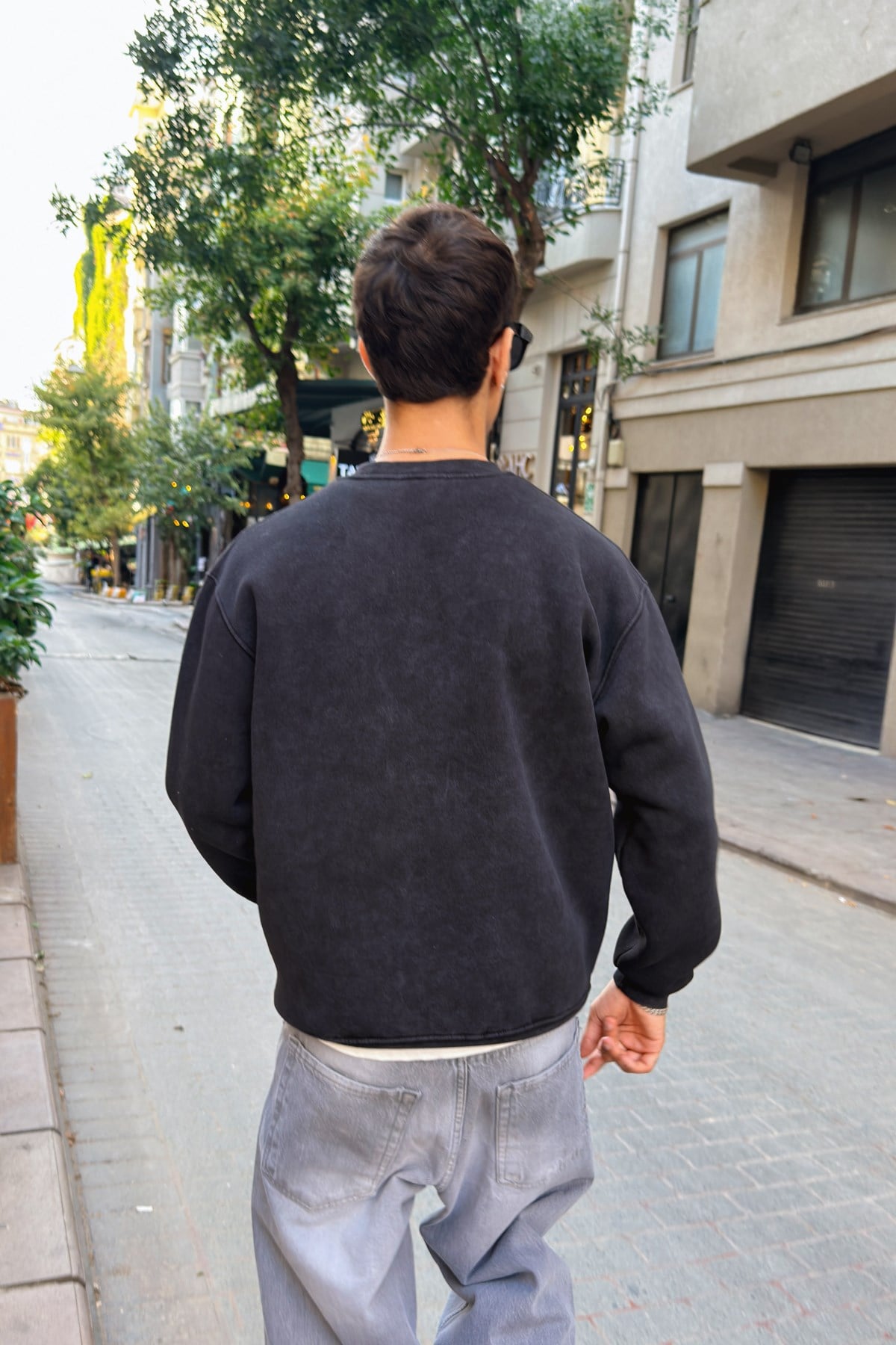 Fade Washed Black Crewneck