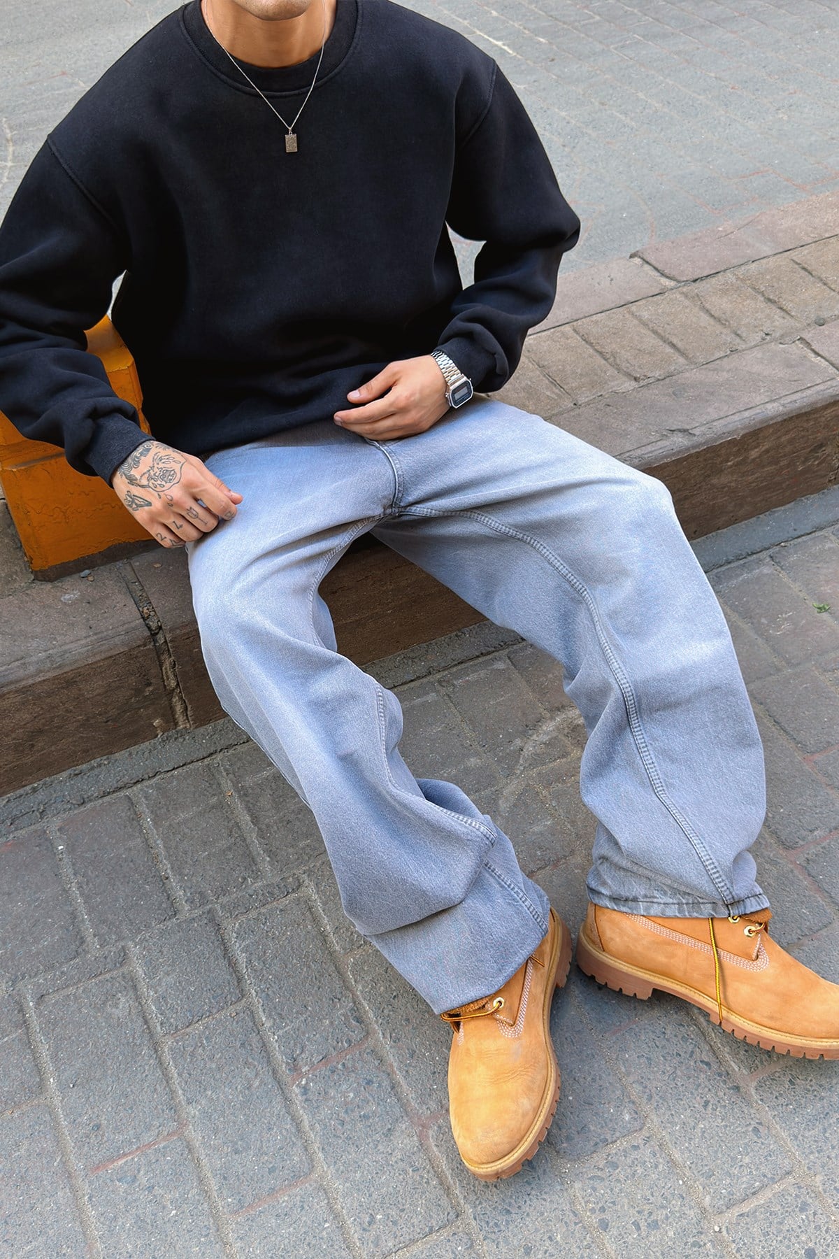 Fade Washed Black Crewneck