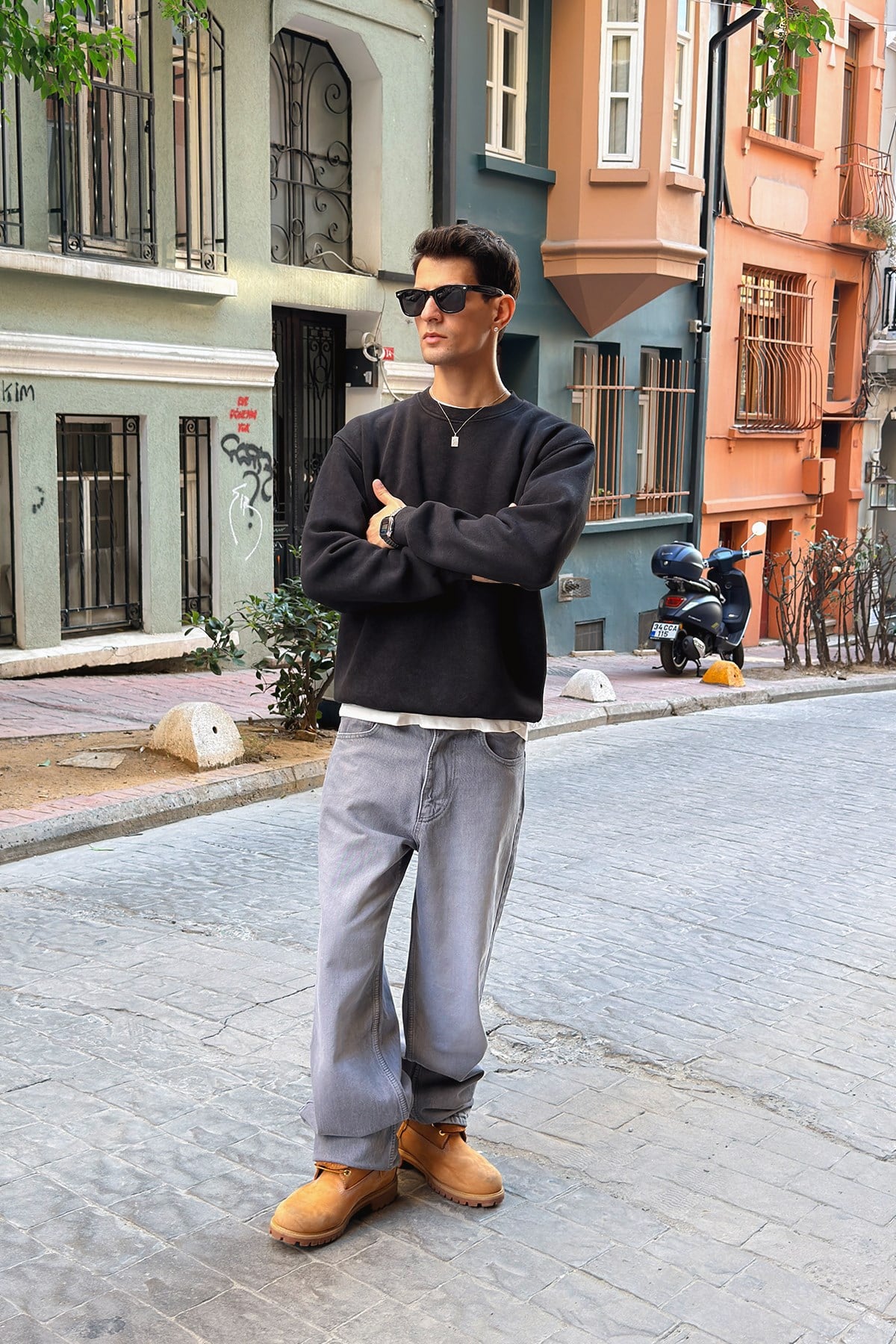 Fade Washed Black Crewneck