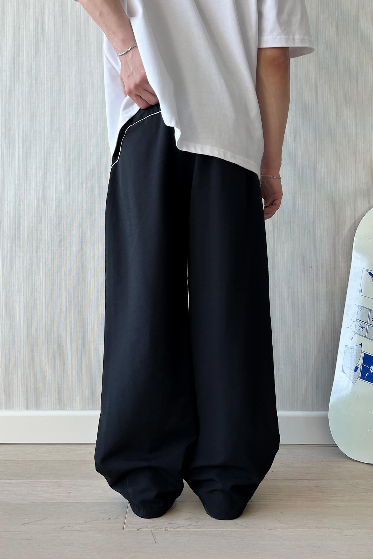 Black Sweatpants with Piping Trim