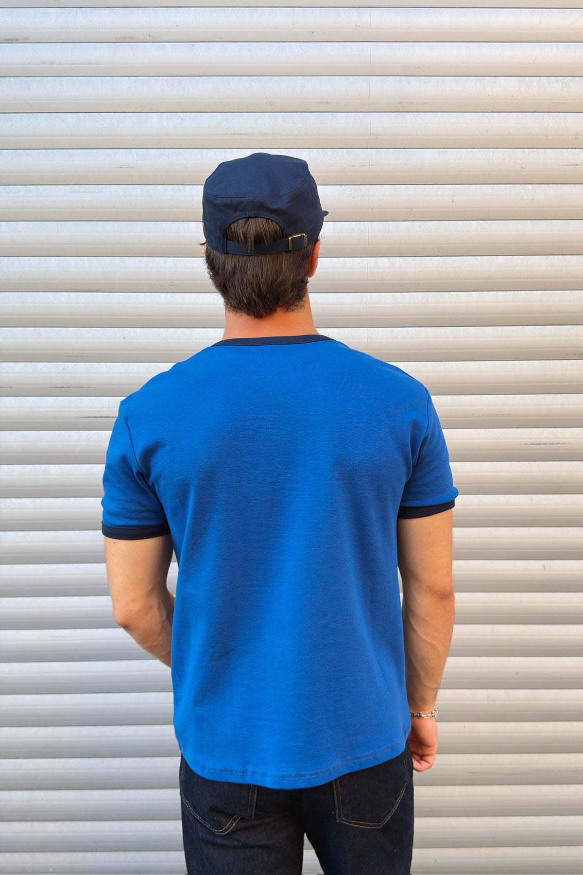Blue Navy Blue Ringer Tee