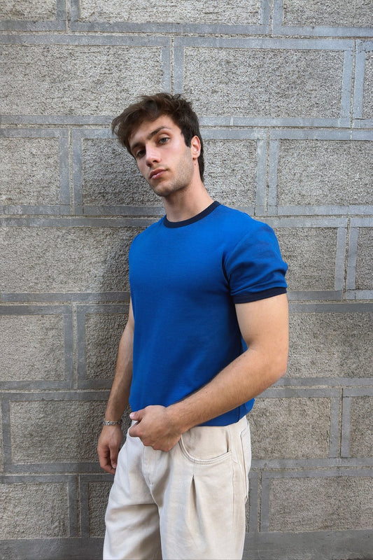 Blue Navy Blue Ringer Tee
