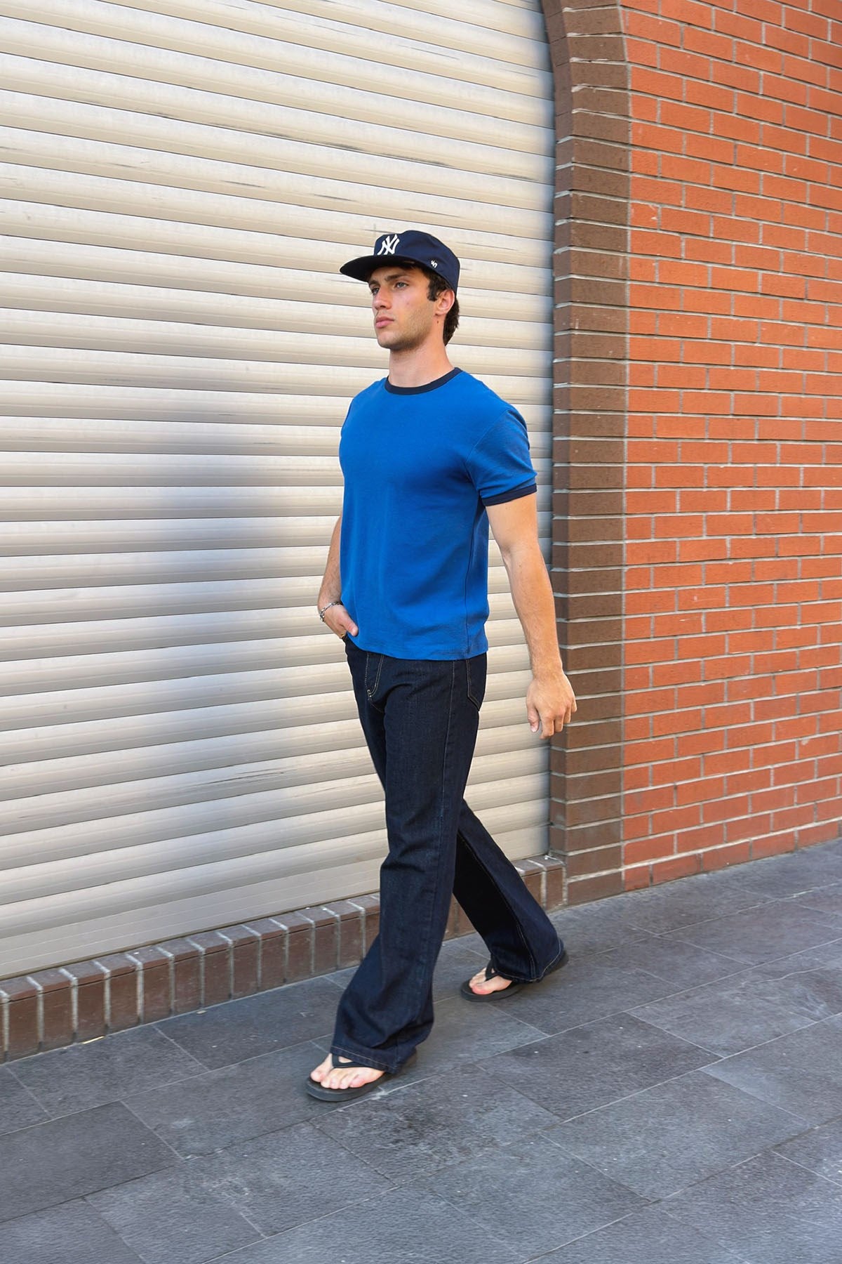 Blue Navy Blue Ringer Tee