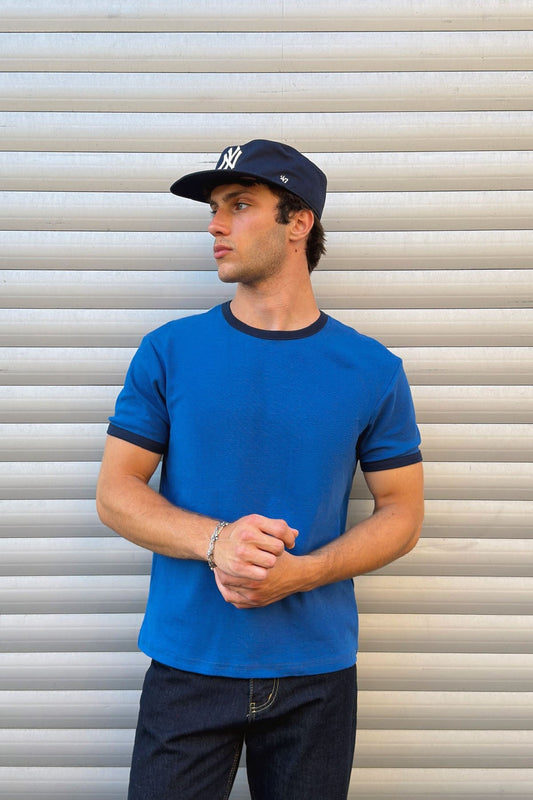 Blue Navy Blue Ringer Tee