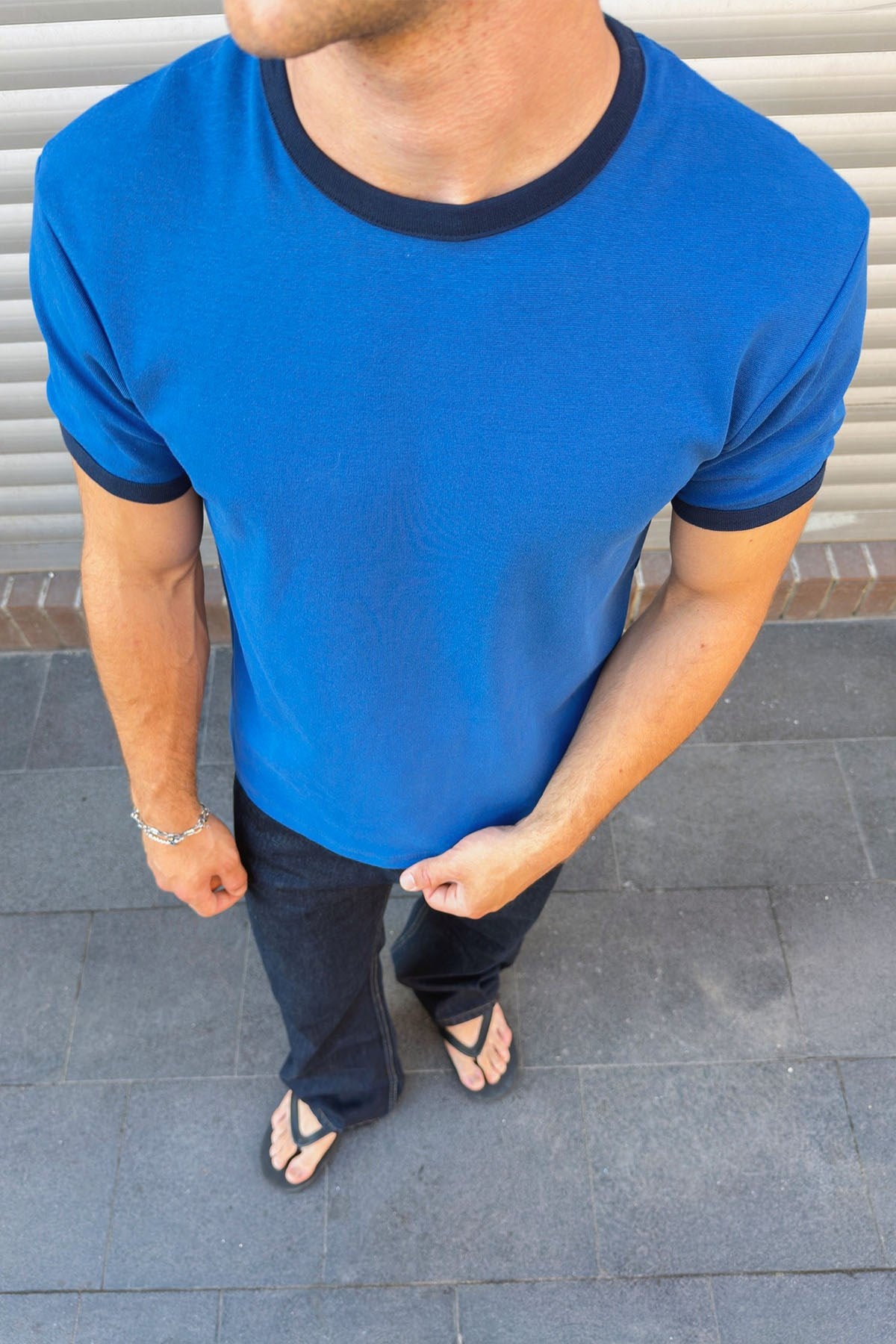 Blue Navy Blue Ringer Tee