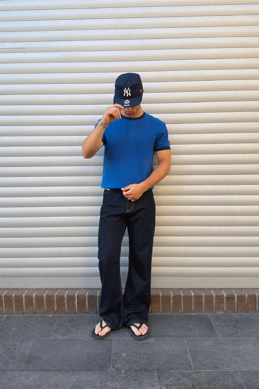 Blue Navy Blue Ringer Tee