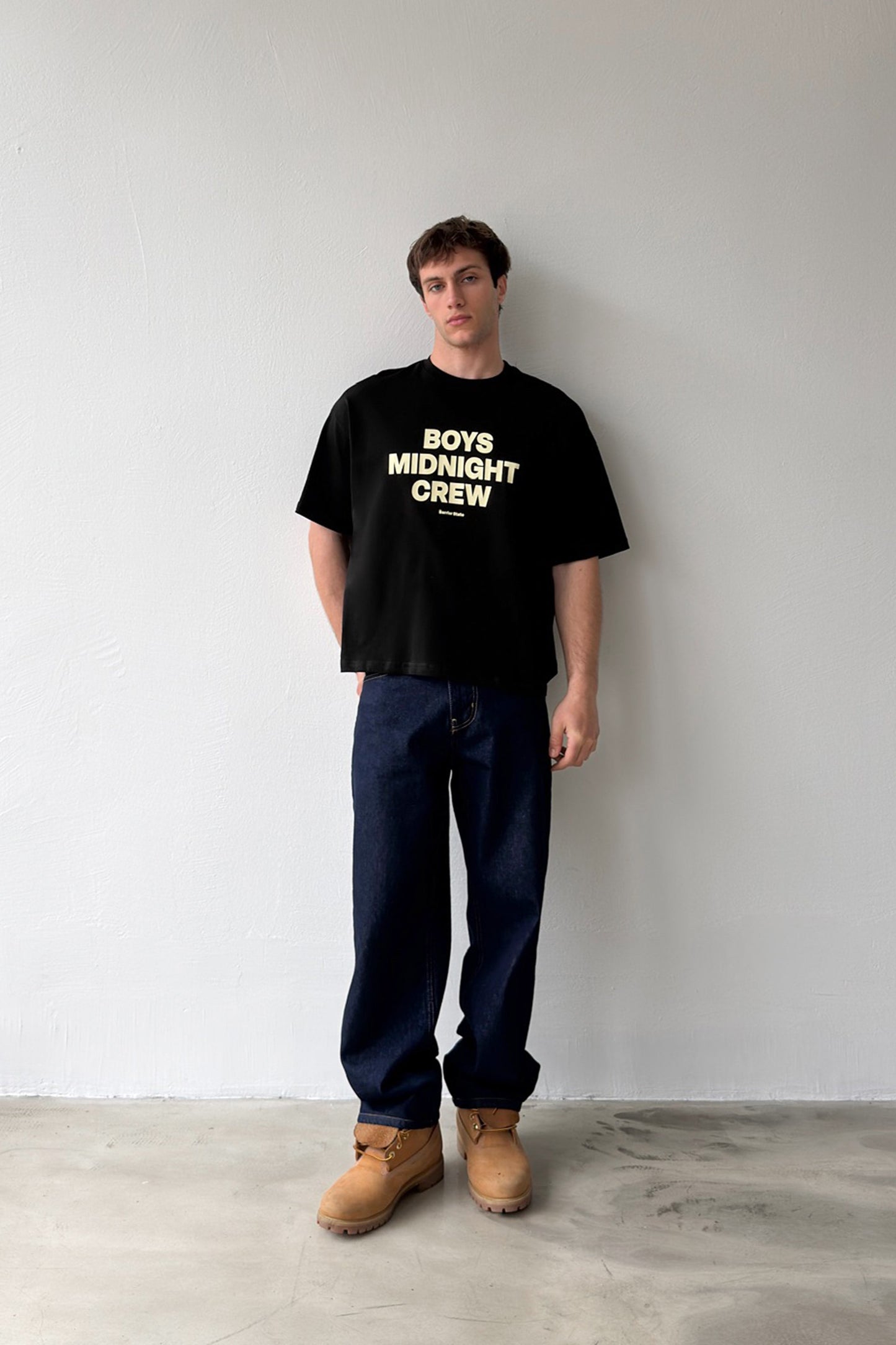 Boys Midnight Crew Printed Crop T-Shirt
