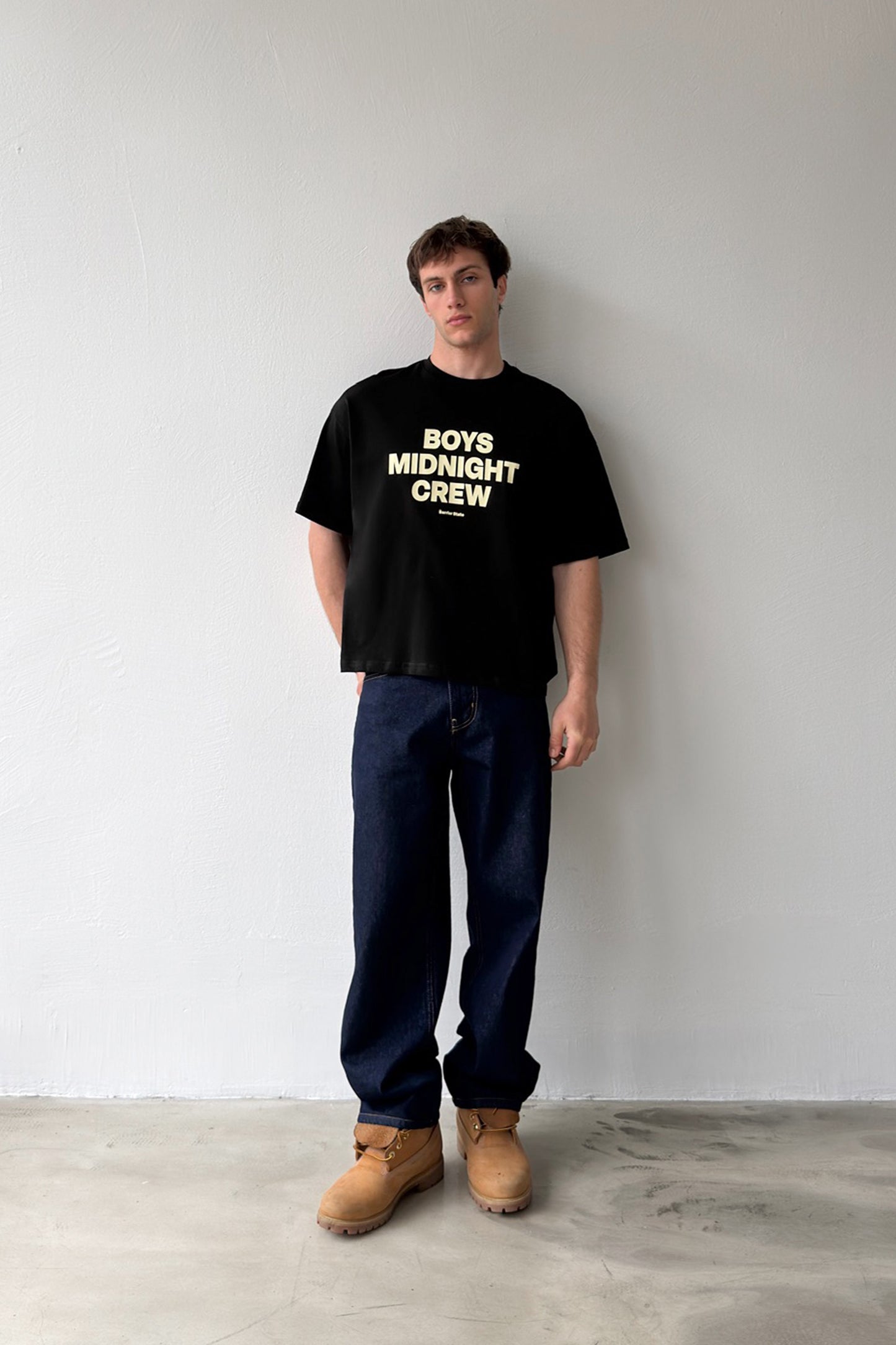 Boys Midnight Crew Printed Crop T-Shirt